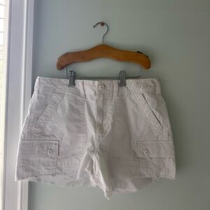 Women's White Cargo Shorts